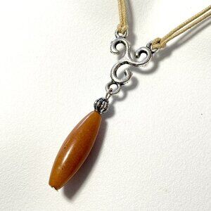 2/$20, Burnt Orange Aventurine Lariat Necklace, Genuine Gemstone Cord Necklace